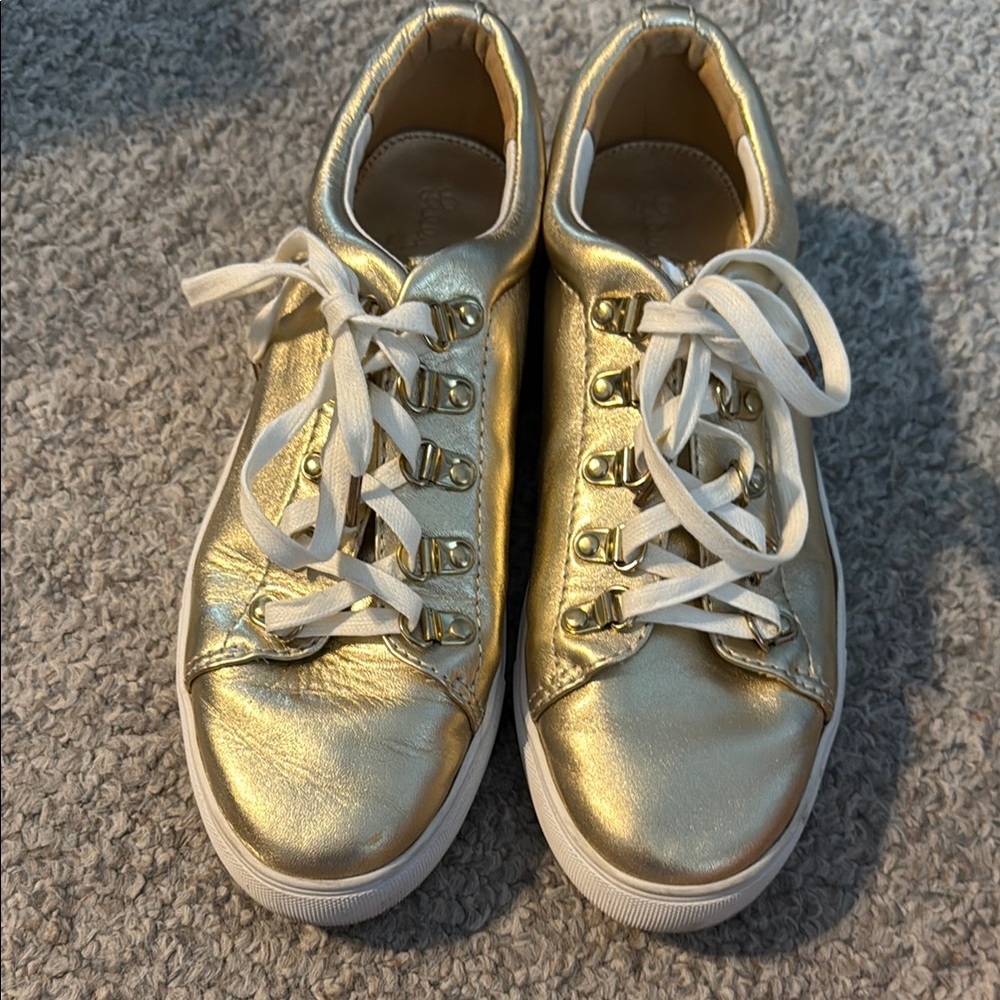 Lilly Pulitzer Gold Sneakers with Classic Design